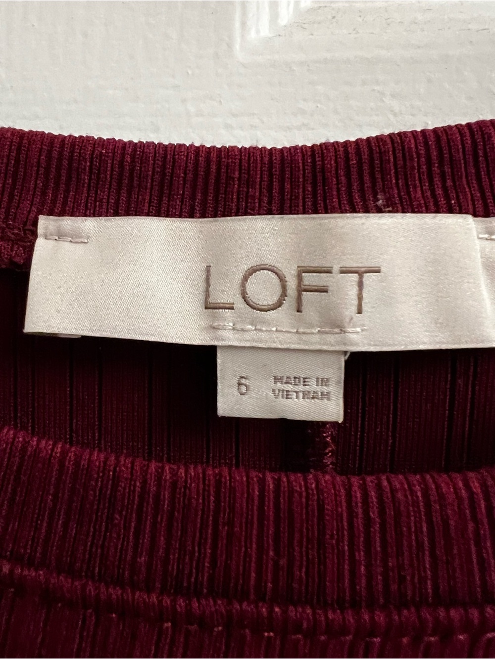 LOFT Burgundy Ribbed Side-Button Midi Dress - Picture 4 of 5